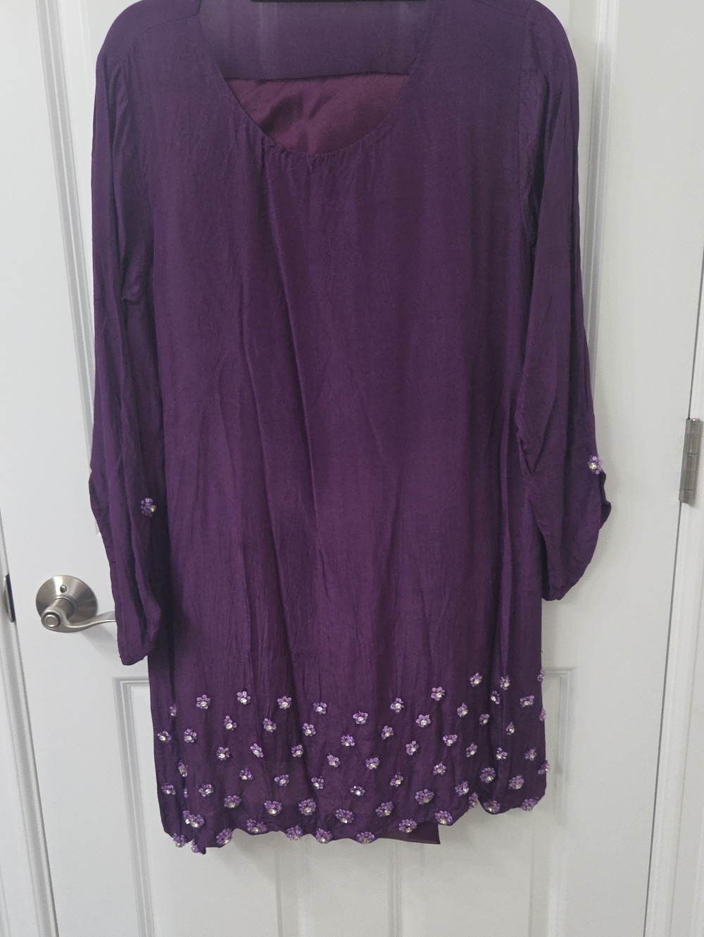 Purple Embellished Women's Tunic Top